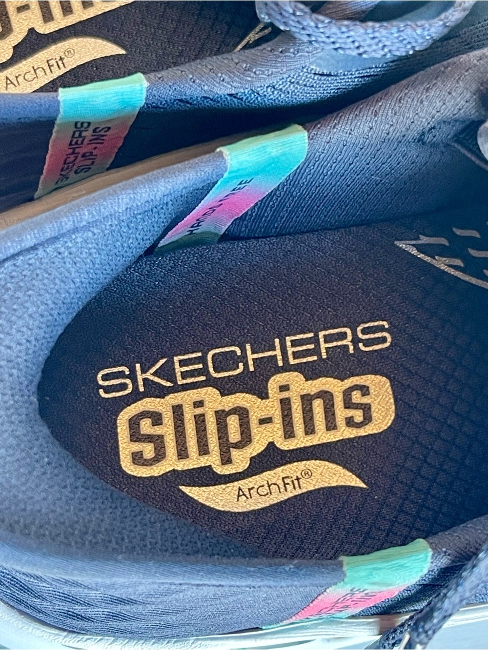 NEW SKECHERS ARCH FIT 2.0 EASY CHIC HANDS FREE SLIP-INS NAVY/TURQUOISE SIZE 8.5 - Picture 10 of 17